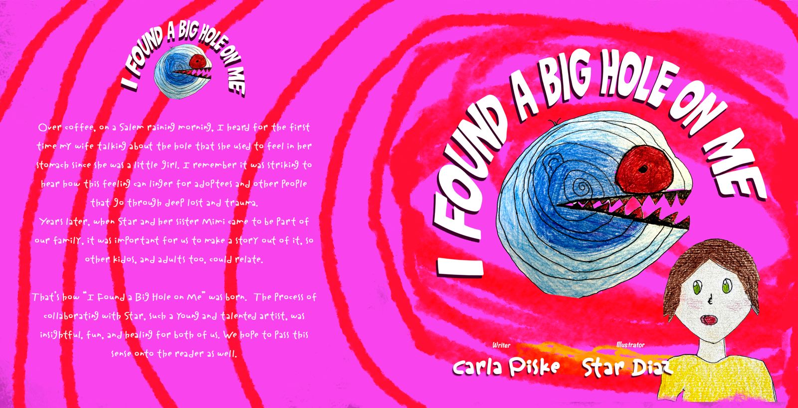Arte do projeto de livro infantil de Carla Piske, com ilustração de Star Diaz e design de Leo Miranda
